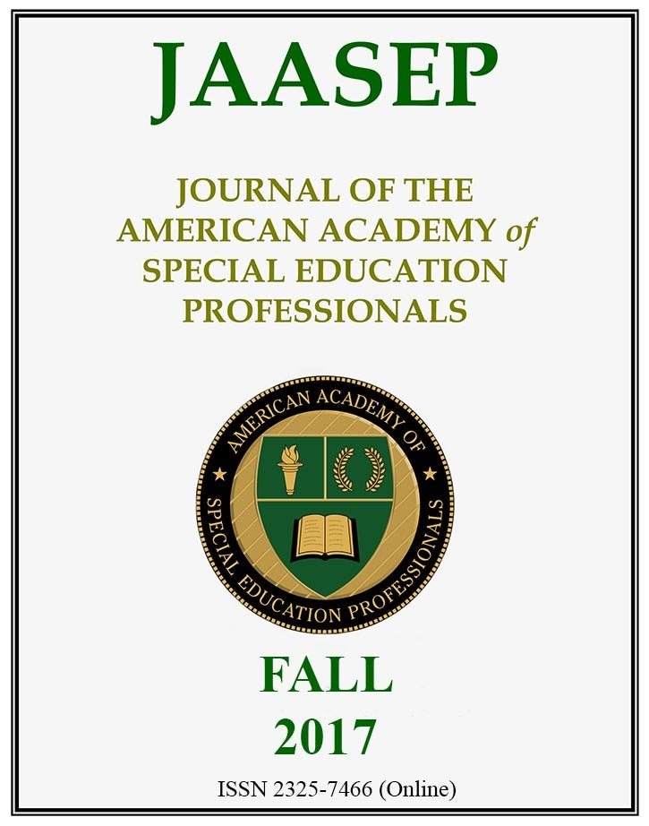 Journal of the American Academy of Special Education Professionals (JAASEP) Fall 2017