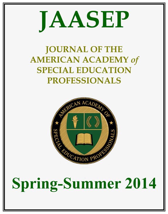 JAASEP-Spring/Summer 2014 - Journal of the American Academy of Special Education Professionals