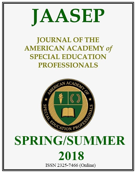 SPRING/SUMMER 2018 - Journal of the American Academy of Special Educational Professional (JAASEP)